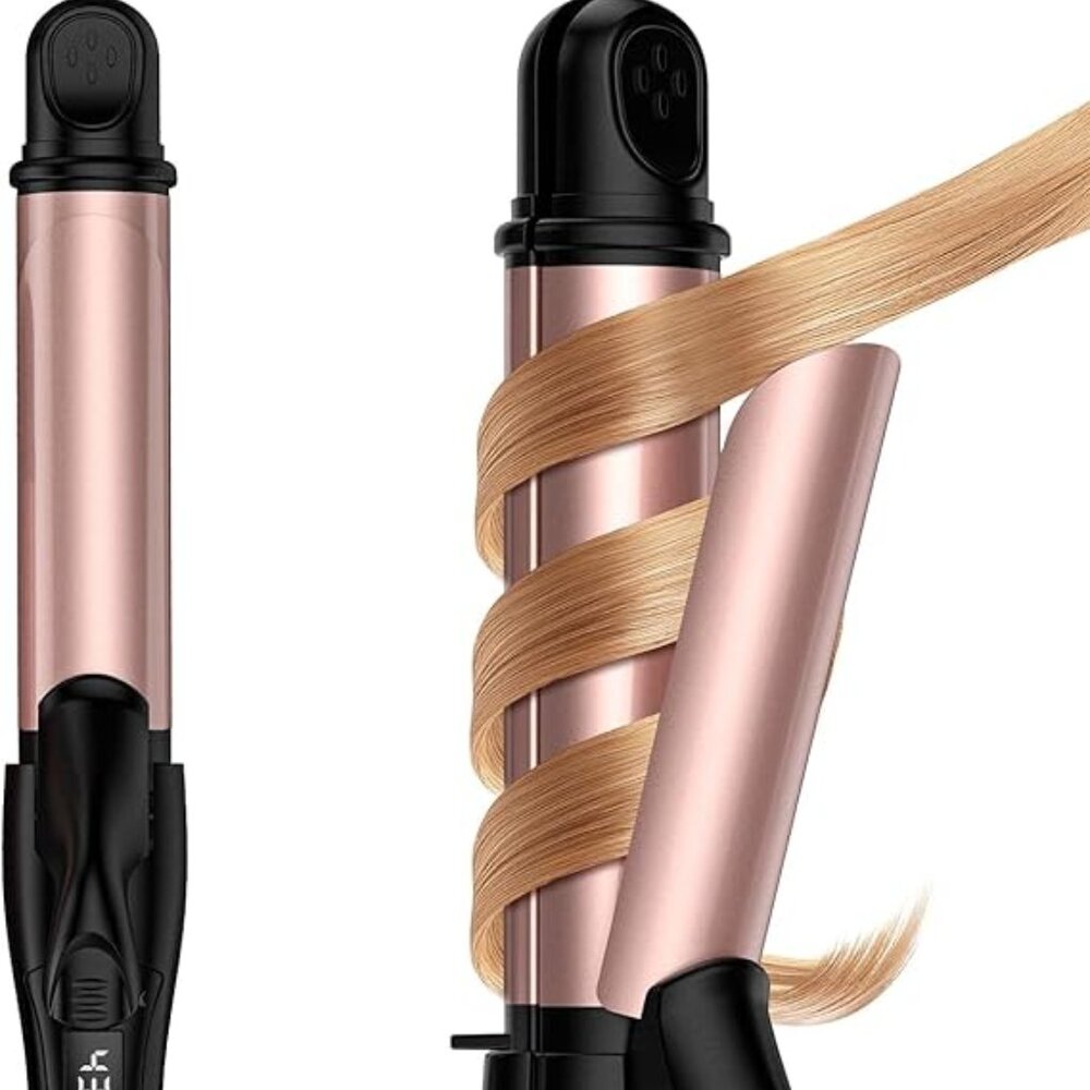 Terviiix Travel Curling Iron 2 in 1, Travel Flat Iron Hair Curler in One, 1 1/4